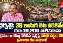 ధర్పల్లి: 38 కానుగ చెట్ల నరికివేత.. రూ.19,200 జరిమానా…